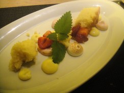 Strawberry Rocky Road Lemon curd, toasted marshmallow, strawberry mousse