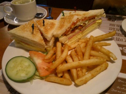 Club Sandwich -- tomato, lettuce, bacon, egg (so soft and delicious!)